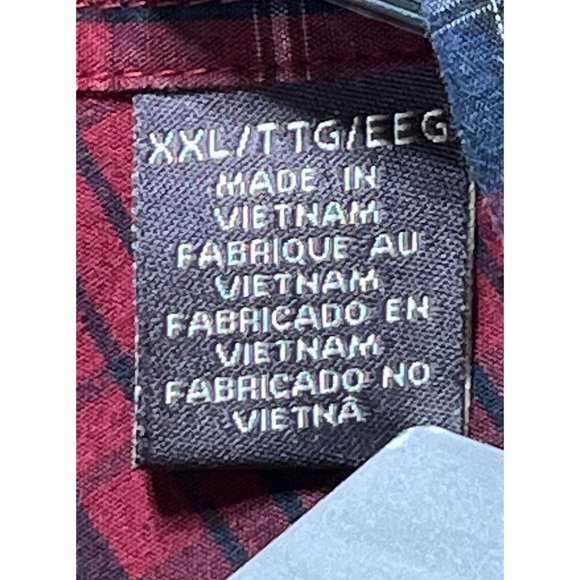 DOCKERS - Men's Long Sleeve Plaid Shirt - Burgundy - XXL - Picture 9 of 14